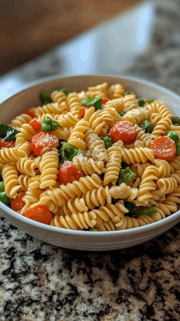 family meal planning to save money with budget friendly with pasta primavera